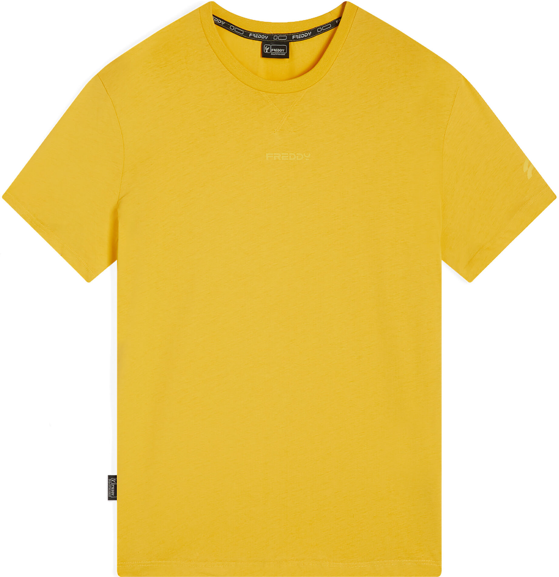 Freddy T-shirt uomo in cotone con piccolo logo Giallo Senape Uomo Extra Large