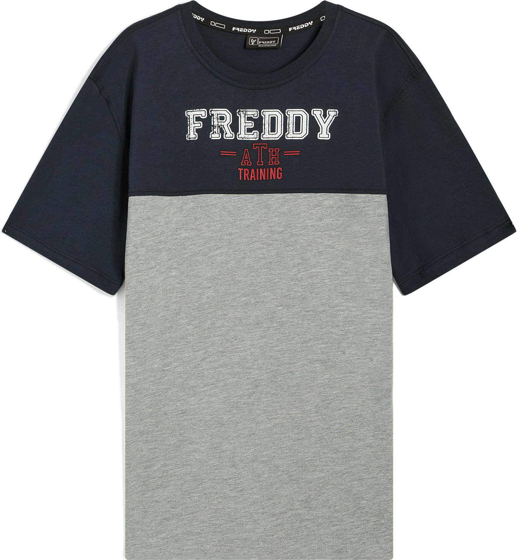 Freddy T-shirt in jersey bicolore con stampa college Blu Uomo Xxx Large