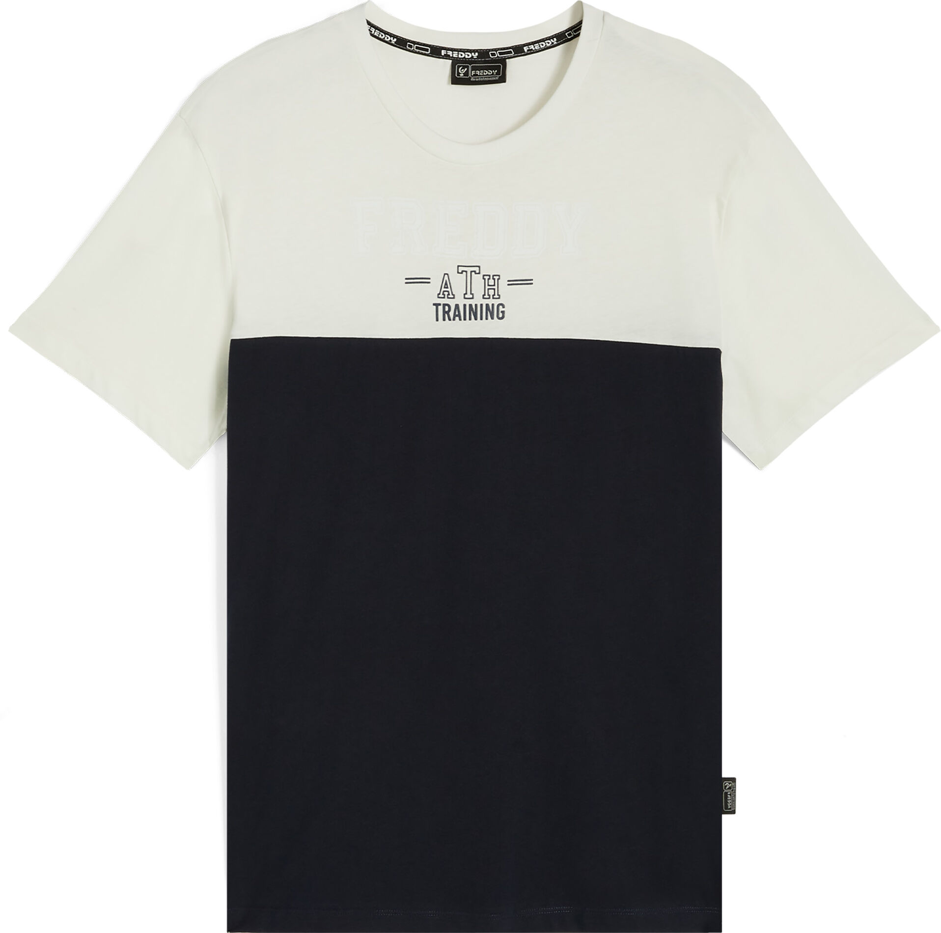 Freddy T-shirt in jersey bicolore con stampa college Bianco Uomo Small