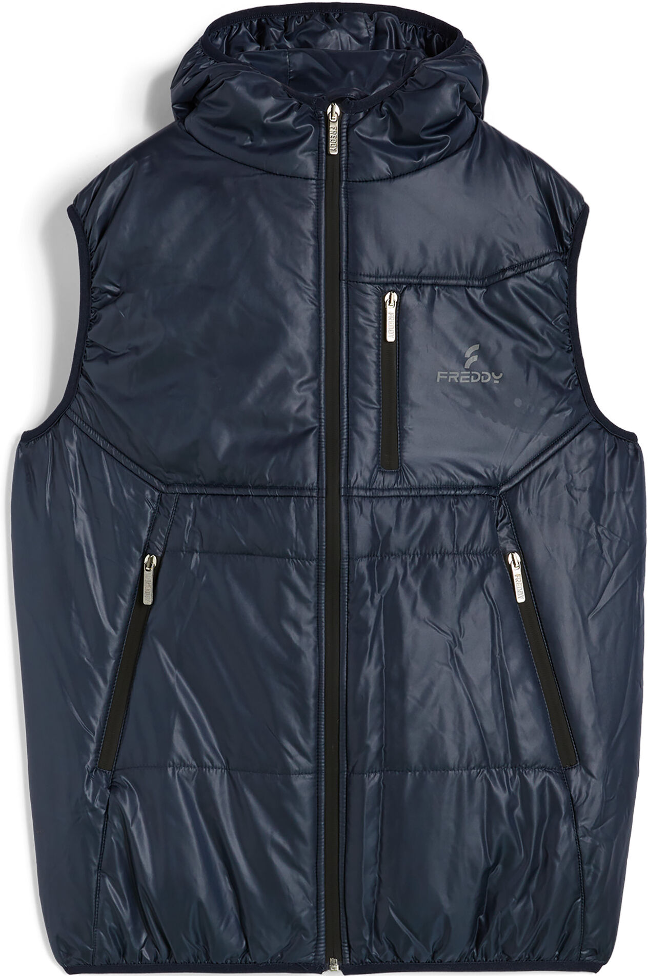 Freddy Gilet invernale con cappuccio e zip e cuciture a blocchi Blu Uomo Extra Large