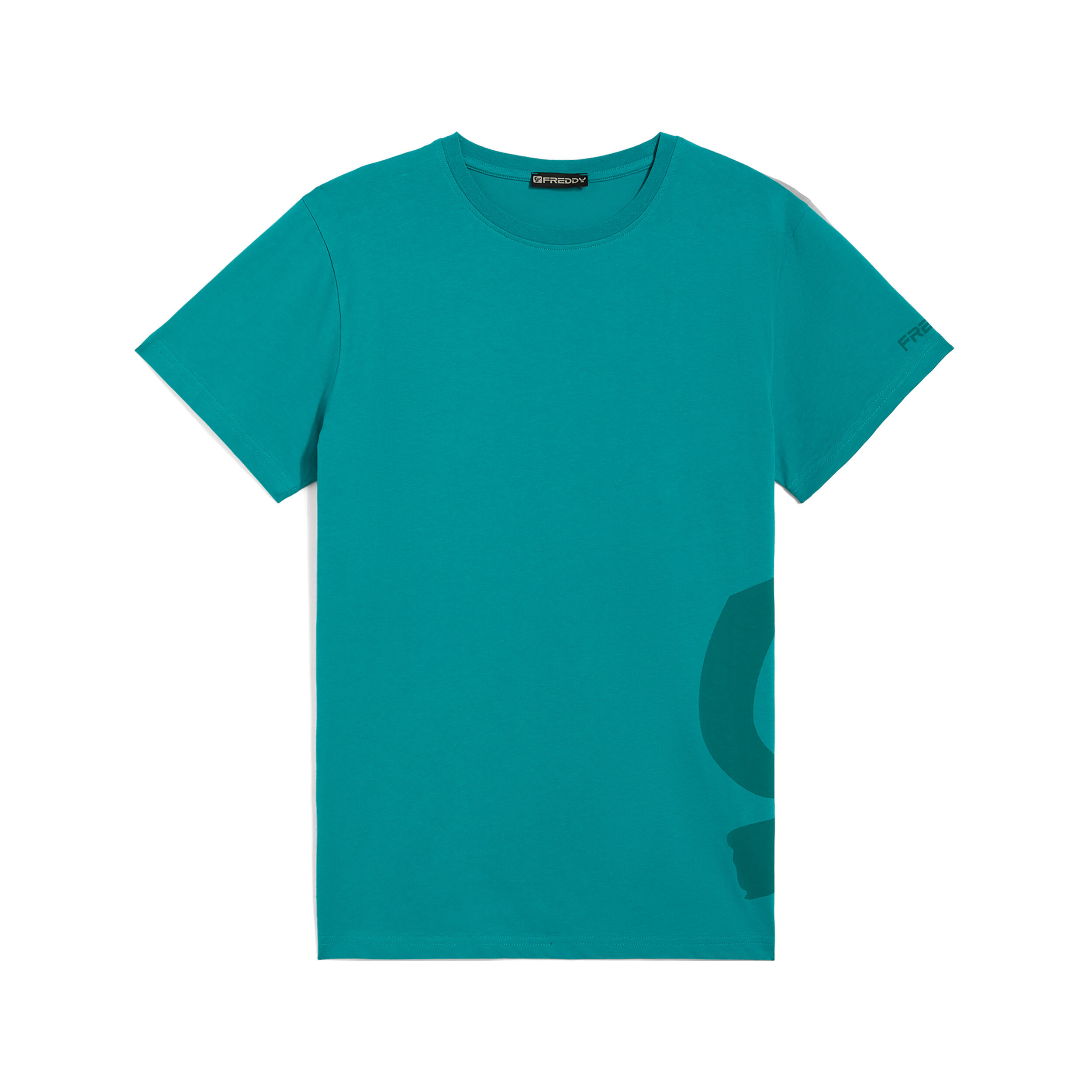 Freddy T-shirt da uomo con maxi logo in tono colore sul fianco Verde Acqua Uomo Medium