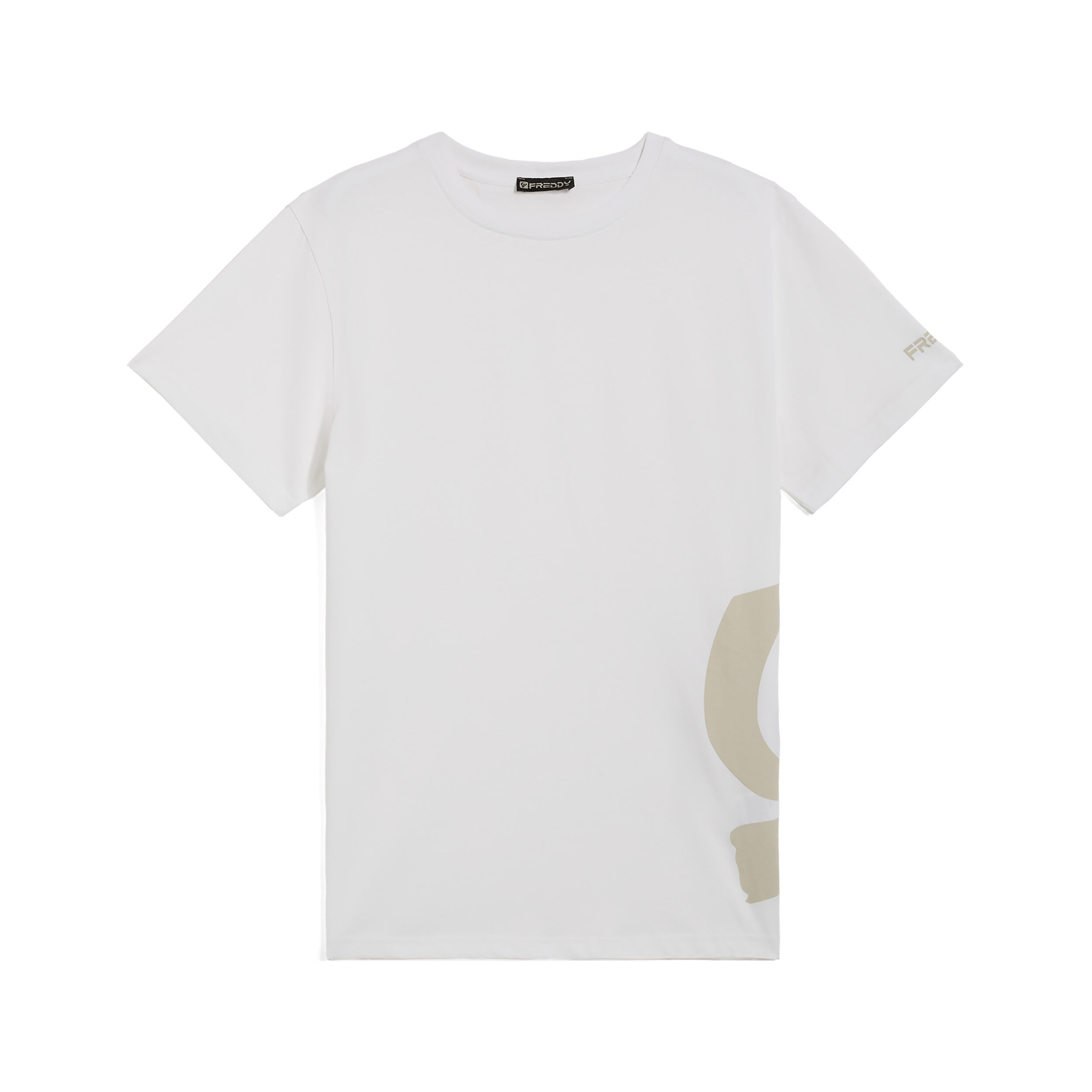 Freddy T-shirt da uomo con maxi logo in tono colore sul fianco Bianco Uomo Extra Large
