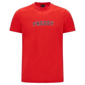 Freddy T-shirt in jersey con piccolo logo  stile college Rosso Uomo Xx Large