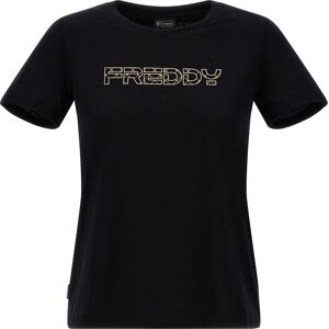 Freddy T-shirt in jersey di cotone con logo  bronzo Nero Donna Extra Large