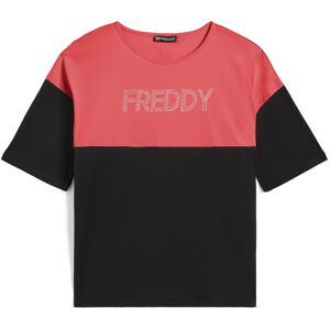 Freddy T-shirt con spalle in contrasto colore e stampa argento Black-Slate Rose Donna Extra Small