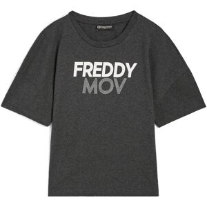 Freddy T-shirt mélange comfort fit corta con stampa a contrasto Melange Black Donna Extra Large