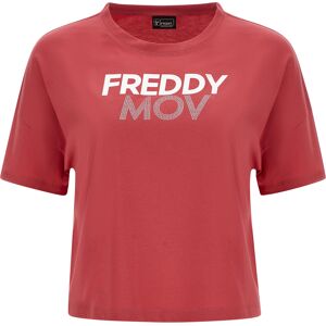 Freddy T-shirt comfort fit corta in vita con stampa a contrasto Slate Rose Donna Small