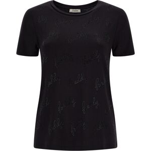 Freddy T-shirt con logo all-over in strass sul fronte Black- Gray Black Donna Small