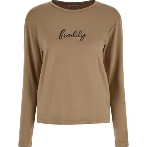 Freddy T-shirt manica lunga in jersey viscosa con logo in strass Tuffet Donna Extra Small