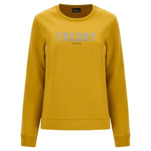 Freddy Felpa girocollo con stampa glitter e spacchetti sul fondo Oil Yellow Donna Extra Small