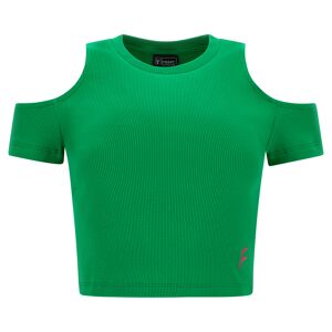 Freddy Crop top slim fit in costina con oblò sulle spalle Bright Green Donna Large