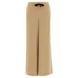 Freddy Pantaloni palazzo in lino viscosa coulisse e piping laterale Beige Donna Extra Large