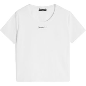 Freddy T-shirt donna in jersey corta in vita con piccola stampa Bianco Donna Extra Large