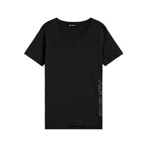 Freddy T-shirt in jersey leggero con logo in strass sul fianco Nero Donna Medium