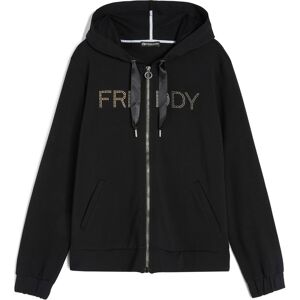 Freddy Felpa cappuccio e zip con logo composto da borchie metal Nero Donna Large