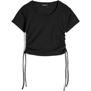 Freddy T-shirt donna slim fit in costina con laccetti sui fianchi Nero Donna Medium