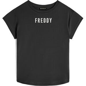 Freddy T-shirt donna in jersey con piccolo logo effetto satin Nero Donna Large