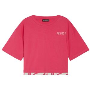 Freddy T-shirt corta da donna con inserto stampa zebrata sul fondo Fuchsia-Zebra Fuchsia On Beige Donna Large