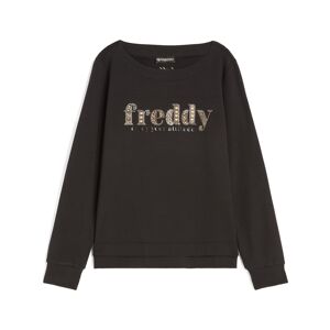 Freddy Felpa girocollo in french terry modal con logo in strass Nero Donna Small