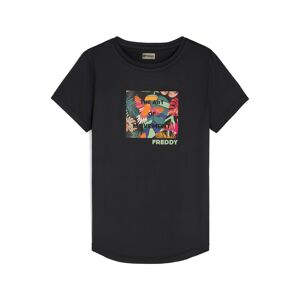Freddy T-shirt in tessuto tecnico traspirante con stampa colorata Black-Tropical Allover Donna Small