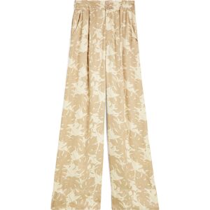 Freddy Pantaloni culotte gamba ampia in viscosa stampa tropical Beige And White Allover Flower Donna Extra Small