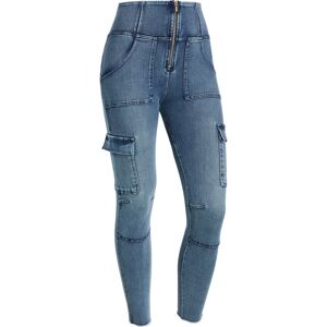 Freddy Jeans push up WR.UP® stile cargo vita alta e lunghezza 7/8 Denim Blu Scuro-Blue Seams Donna Extra Large