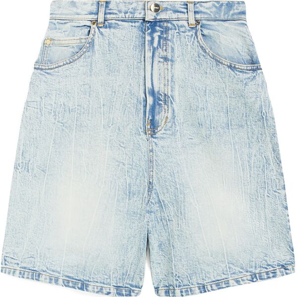 freddy shorts mom fit vita alta in denim con risvolto sul fondo denim bleach yellow s. donna extra large