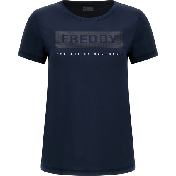 freddy t-shirt sostenibile traspirante grafica the art of movement blue navy-blue pied de poule donna extra small