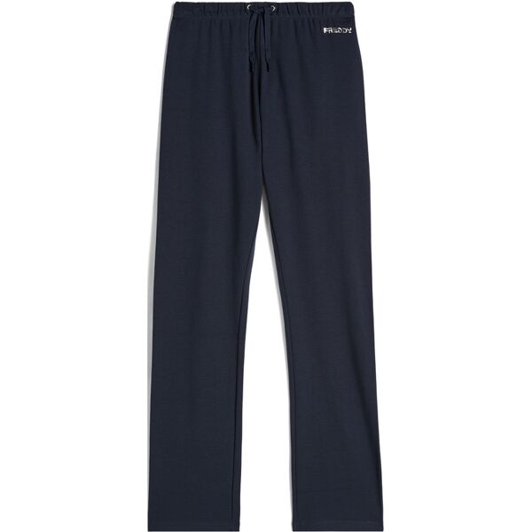 freddy pantaloni in cotone regular fit vita alta con coulisse blu navy donna extra small