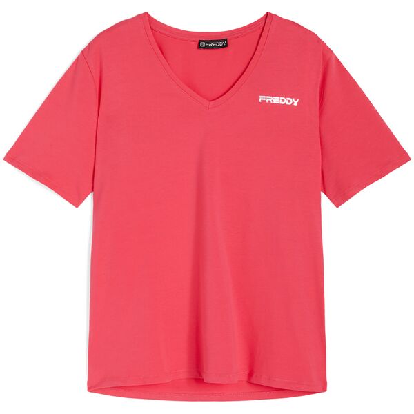 freddy t-shirt da donna con scollo a v in jersey rouge red donna extra small