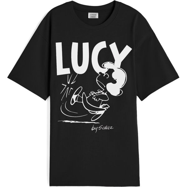 freddy t-shirt donna oversize in jersey con grafica peanuts nero donna small