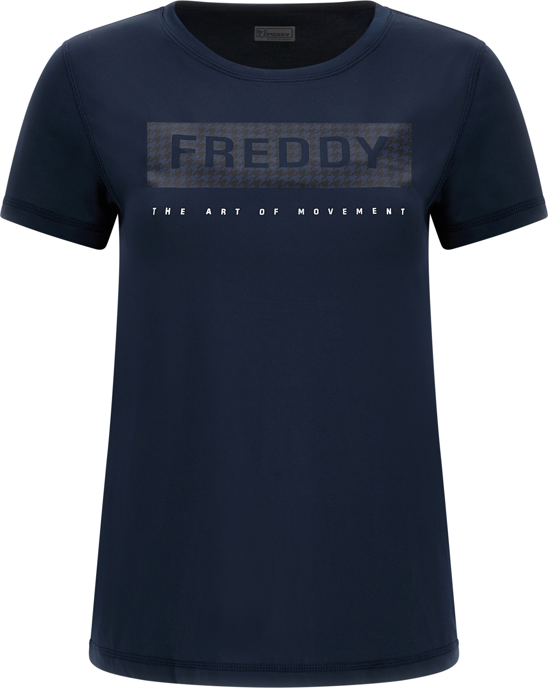 freddy t-shirt sostenibile traspirante grafica the art of movement blue navy-blue pied de poule donna extra small