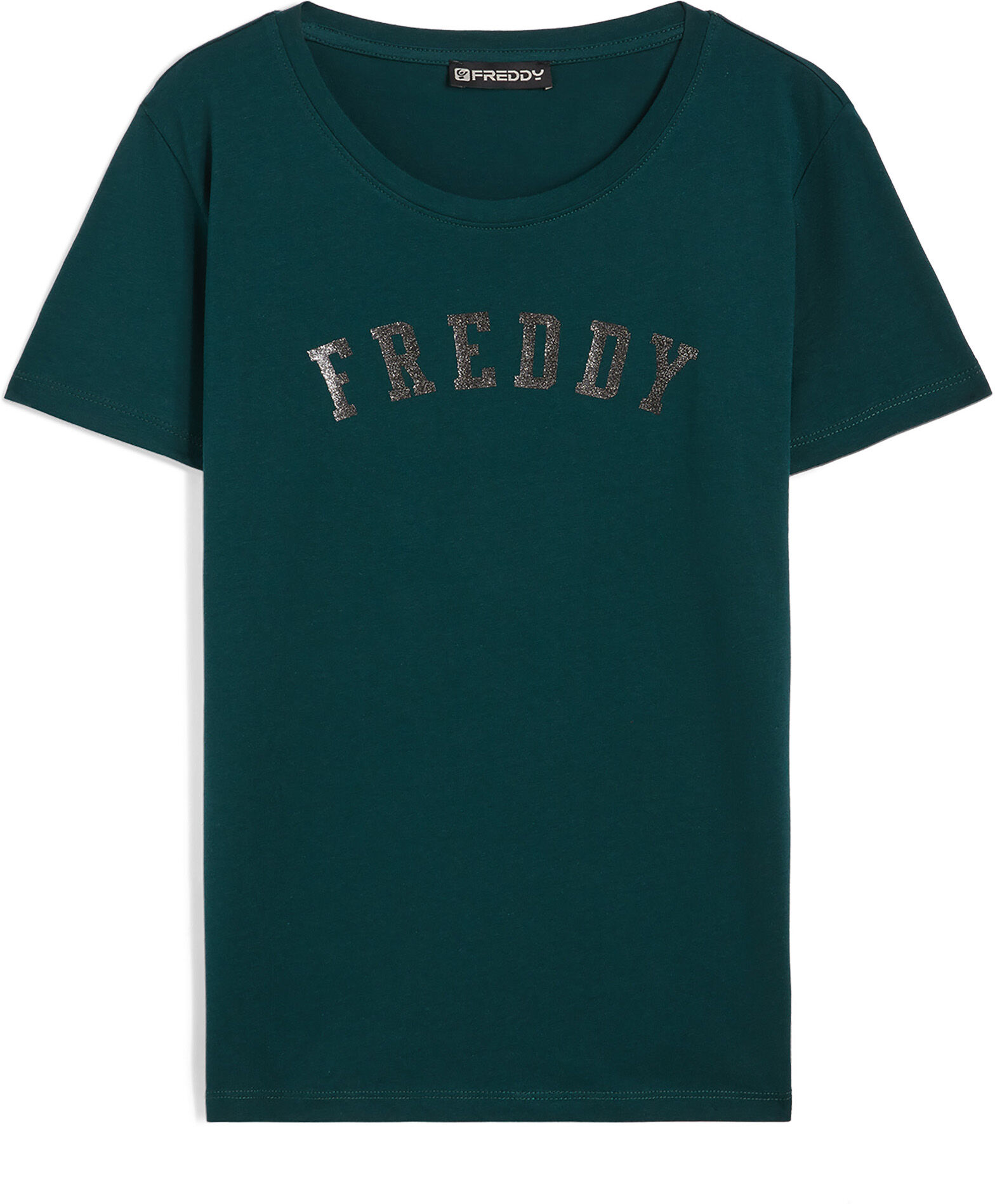 freddy t-shirt in jersey leggero con scollo tondo e stampa glitter ponderosa pine donna small