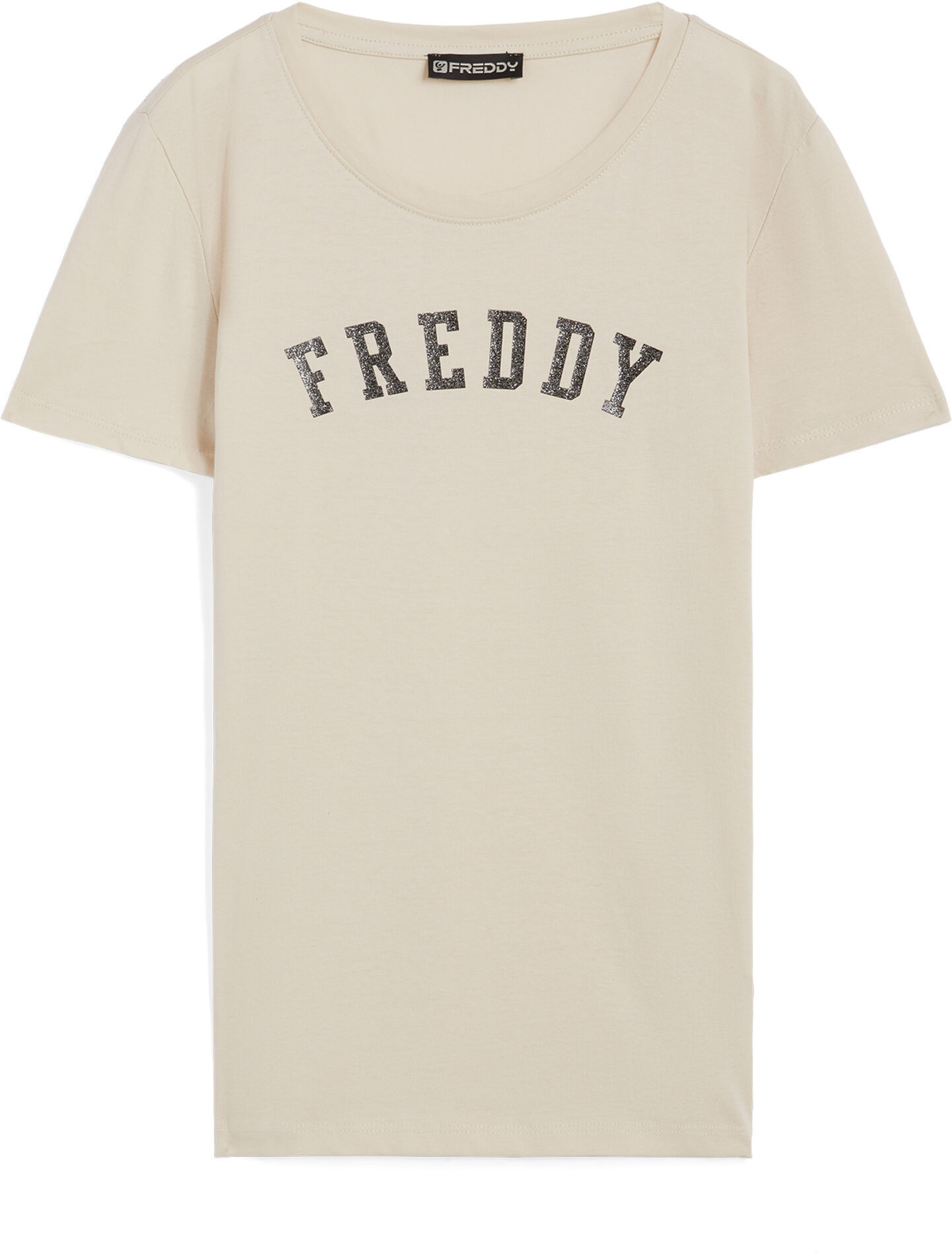 freddy t-shirt in jersey leggero con scollo tondo e stampa glitter moonbeam donna extra small