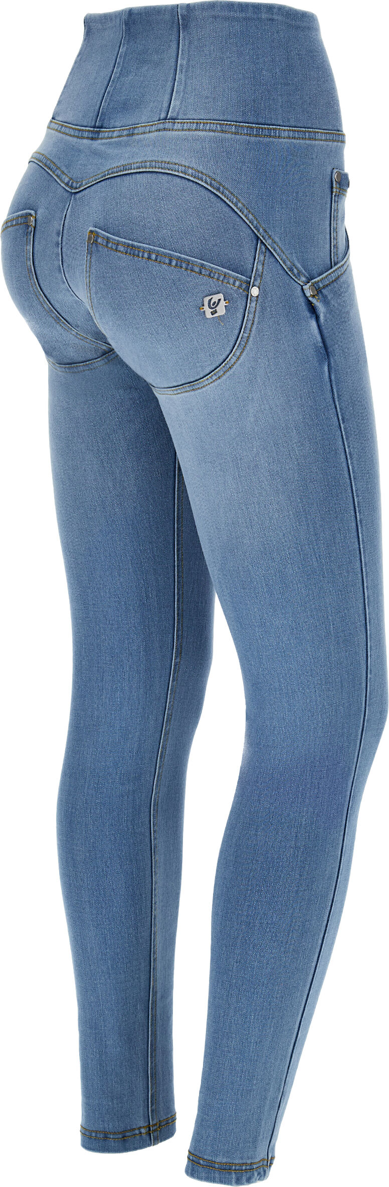 freddy jeans push up wr.up® vita alta superskinny denim navetta ecologico jeans chiaro-cuciture gialle donna extra small