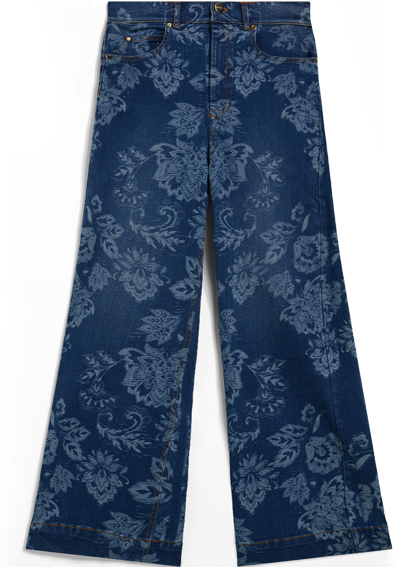 Freddy Jeans wide leg cropped con grafica floreale all over D.Blue Aop Laser.Paisley Tob. Donna Extra Large