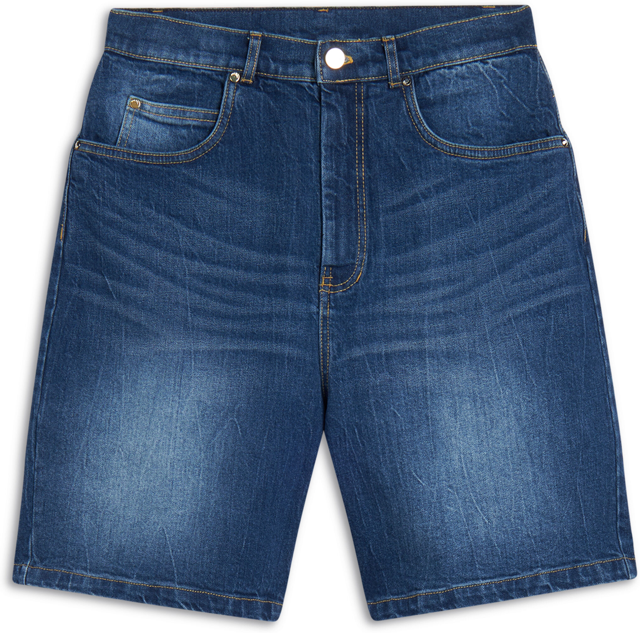 Freddy Shorts mom fit vita alta in denim con risvolto sul fondo Dark Jeans-Yellow Seam Donna Xxs