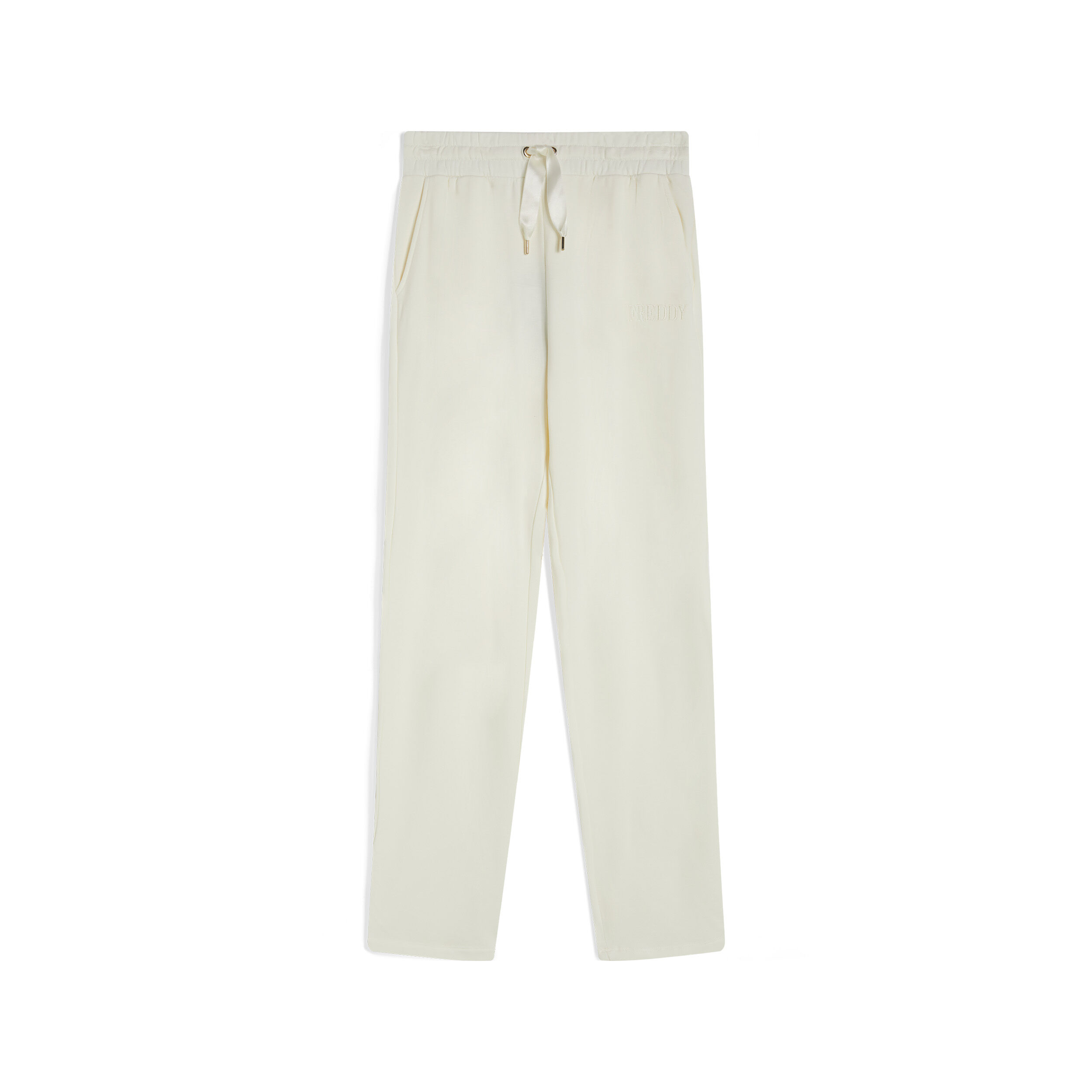 Freddy Pantaloni regular fit in felpa viscosa con fondo dritto Egret Donna Extra Small