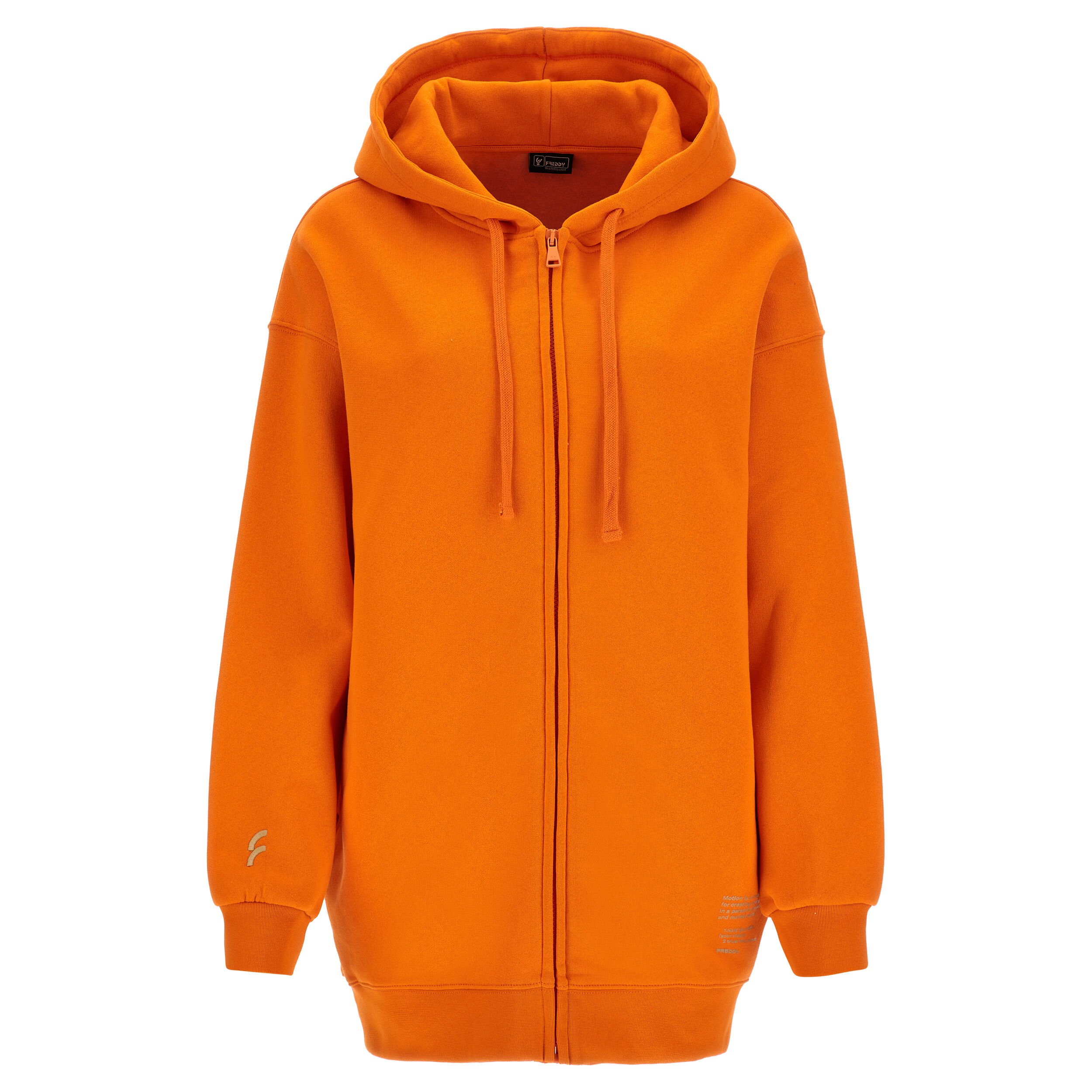 Freddy Felpa oversize zippata con cappuccio e stampa sul fondo Mandarin Orange Donna Extra Small