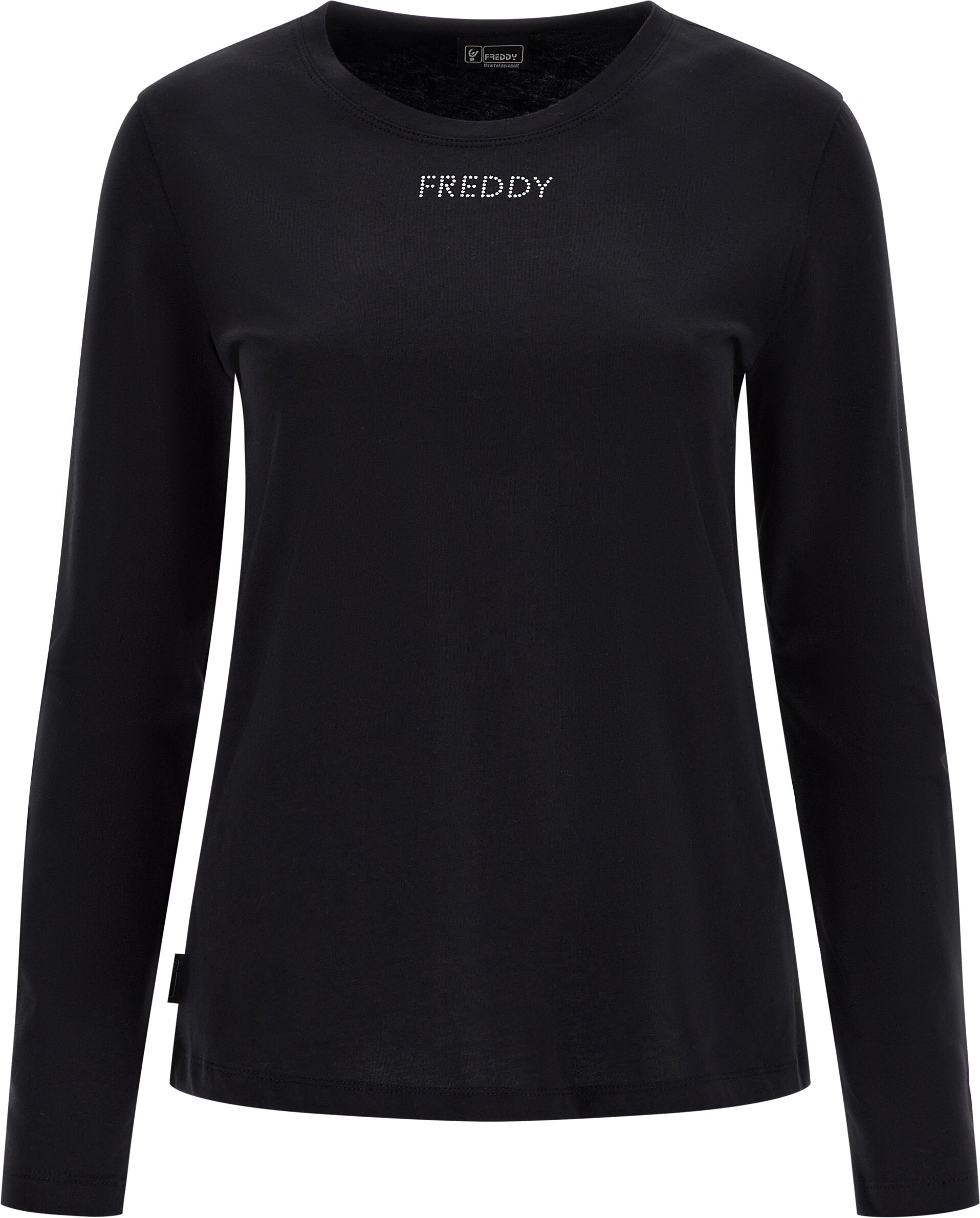 Freddy T-shirt maniche lunghe in jersey con piccolo logo argento Nero Donna Extra Large