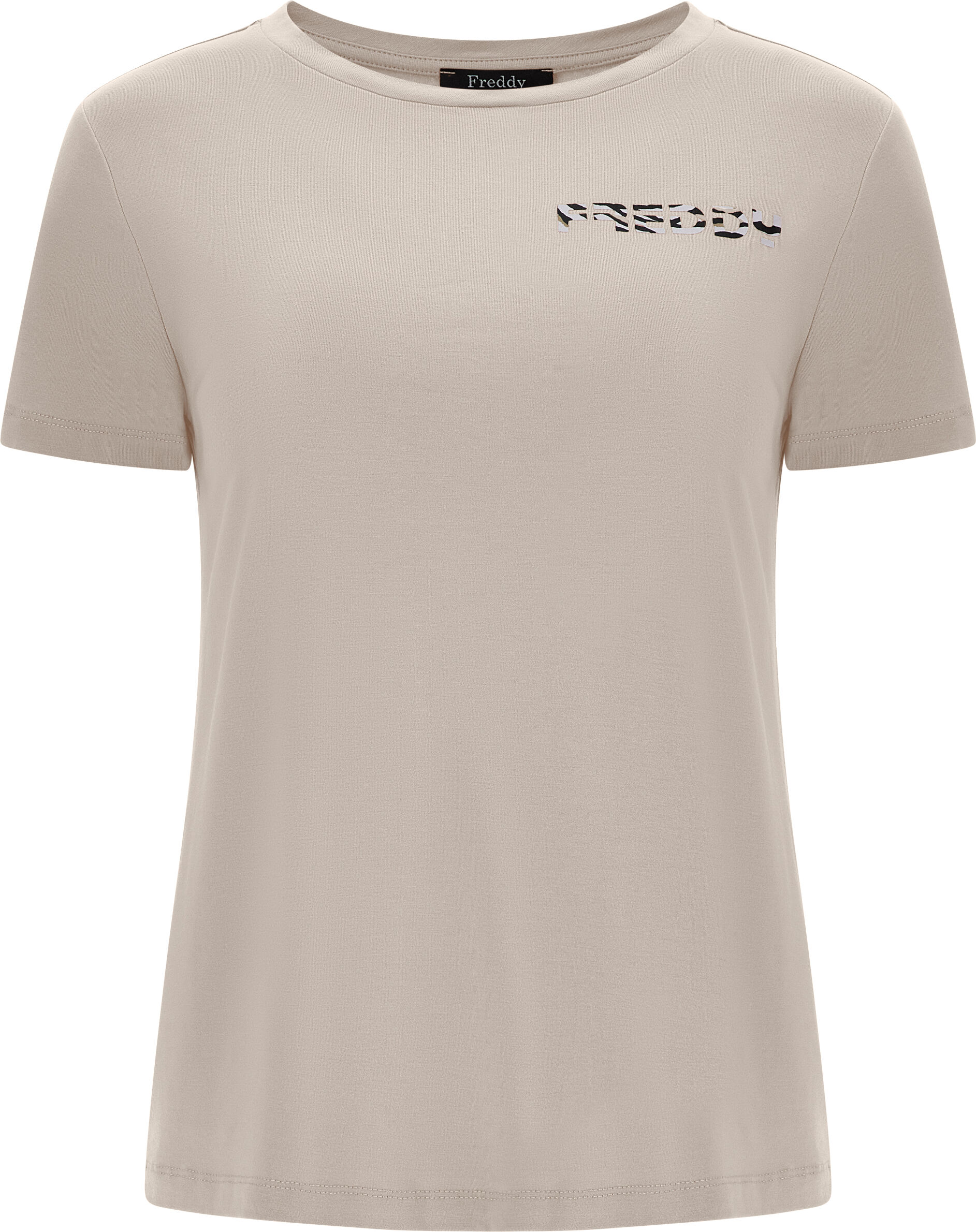 Freddy T-shirt in jersey di viscosa con logo tigrato Crystal Gray Donna Small