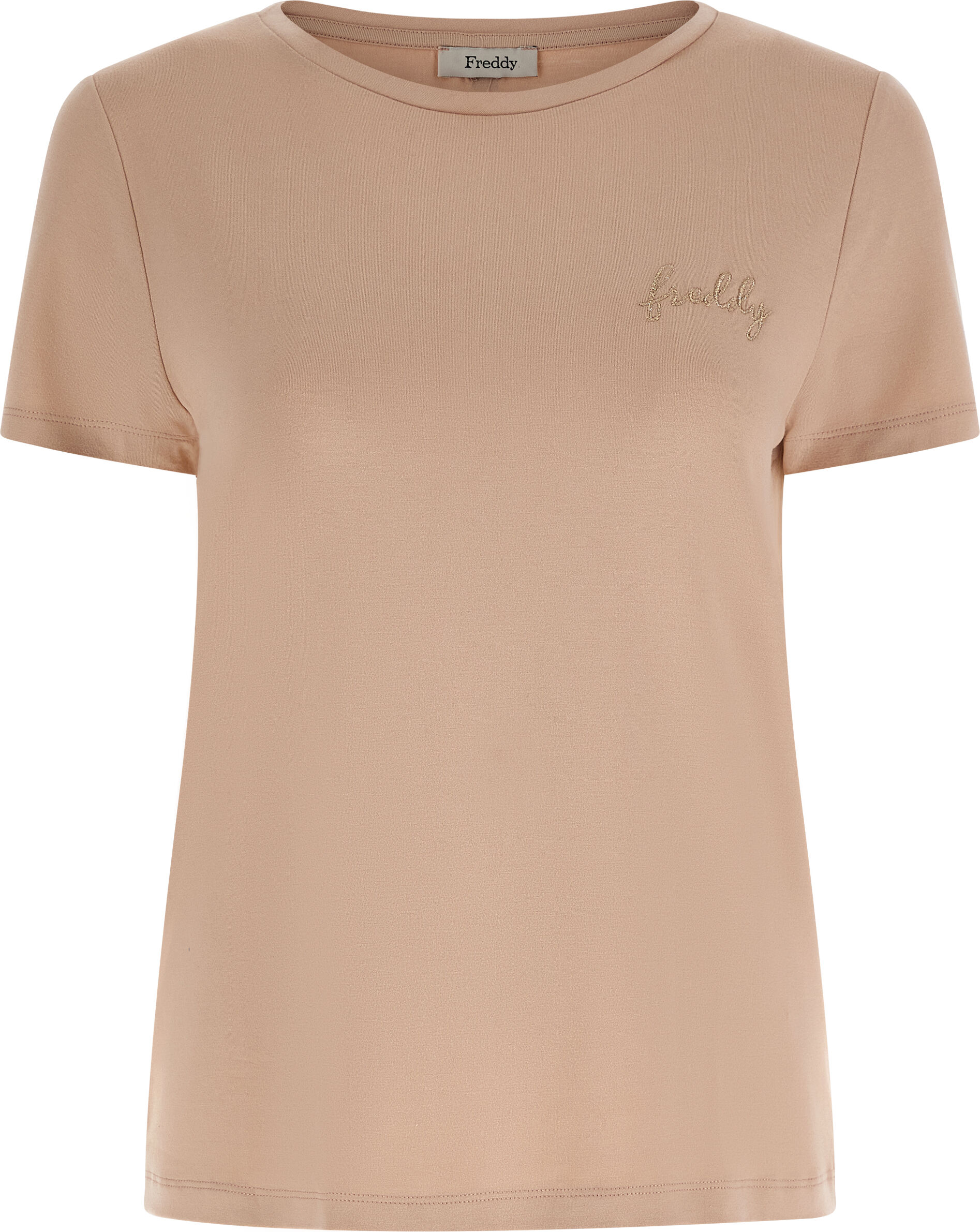 Freddy T-shirt in jersey viscosa con logo ricamato in lurex Cameo Rose Donna Large