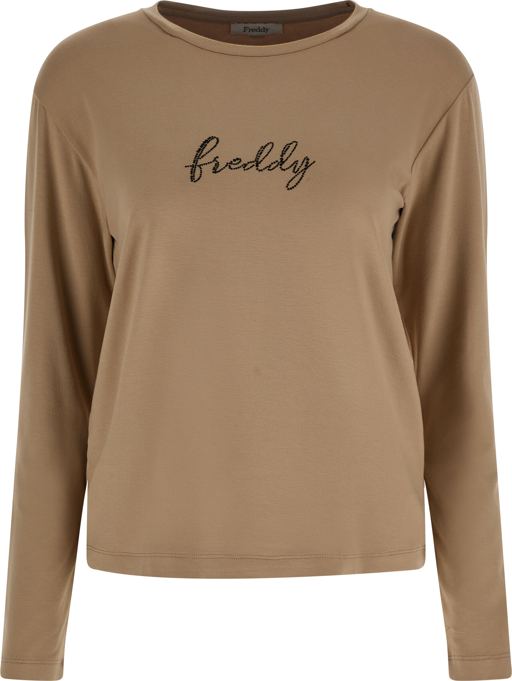 Freddy T-shirt manica lunga in jersey viscosa con logo in strass Tuffet Donna Small