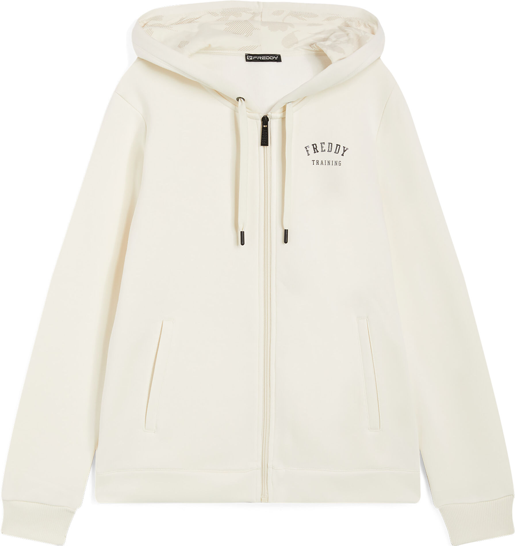 Freddy Felpa zip con interno cappuccio stampa floreale in tono Eggnog Donna Large