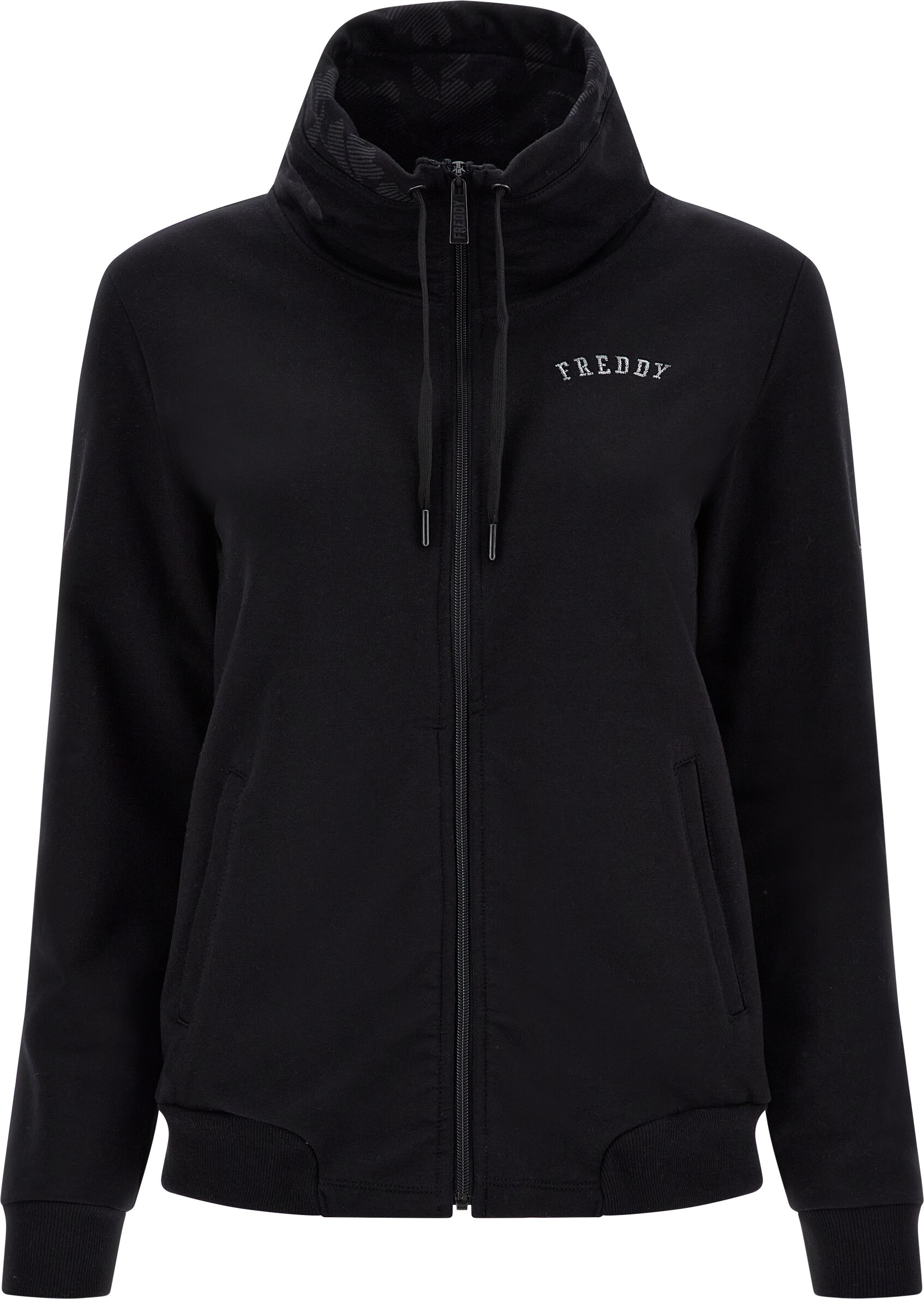 Freddy Felpa zip e collo alto con interno stampa floreale Nero Donna Extra Small