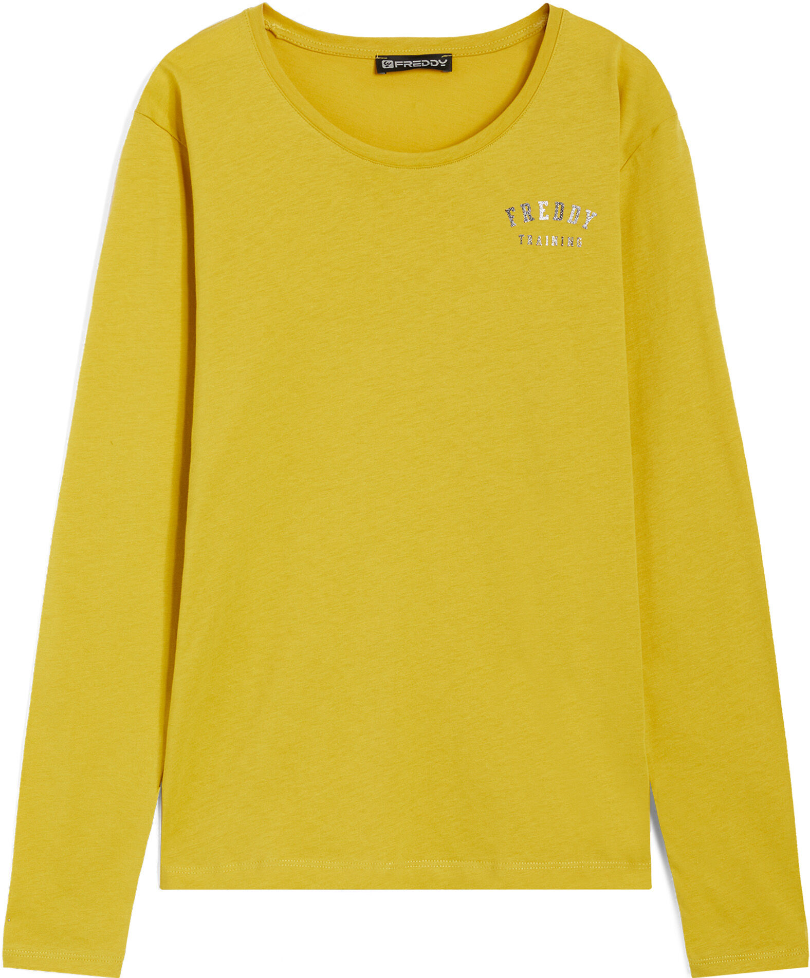 Freddy T-shirt manica lunga con piccola stampa college glitter Oil Yellow Donna Large