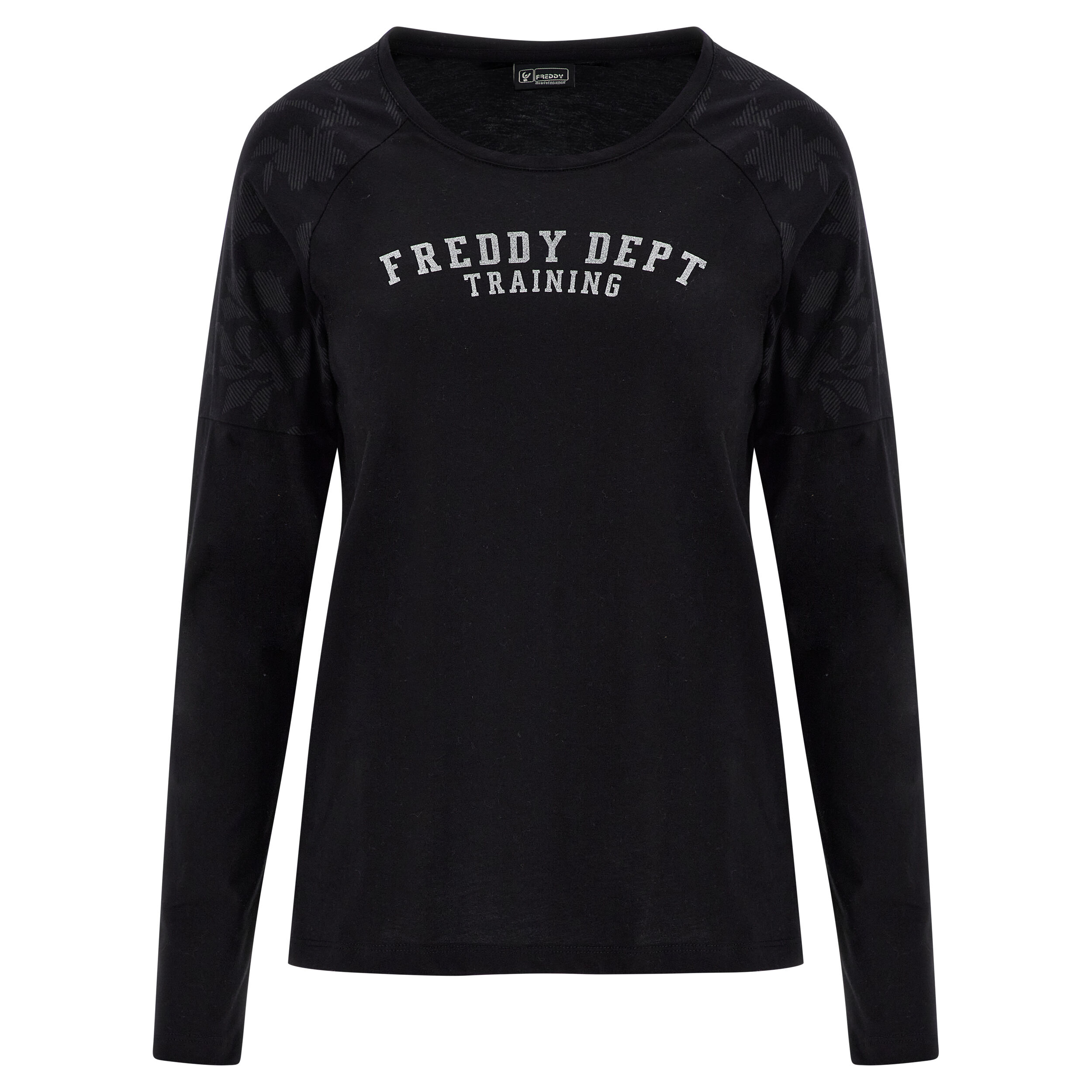 Freddy T-shirt manica lunga con inserti su spalle stampa floreale Black-Allover Flower Black Donna Extra Small