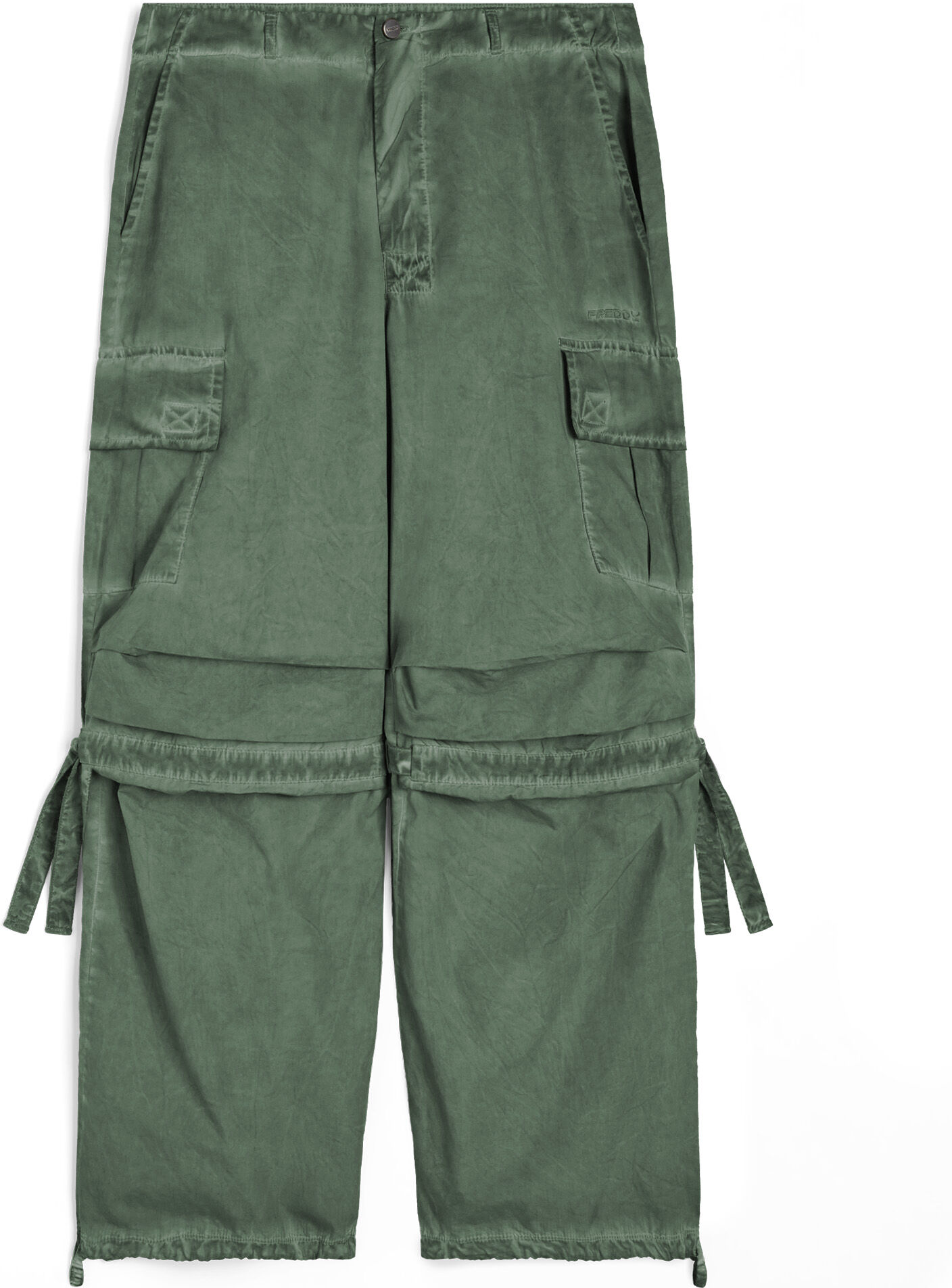 Freddy Pantaloni cargo da donna in tessuto popeline effetto used Hedge Green Cold Dyed Donna Small