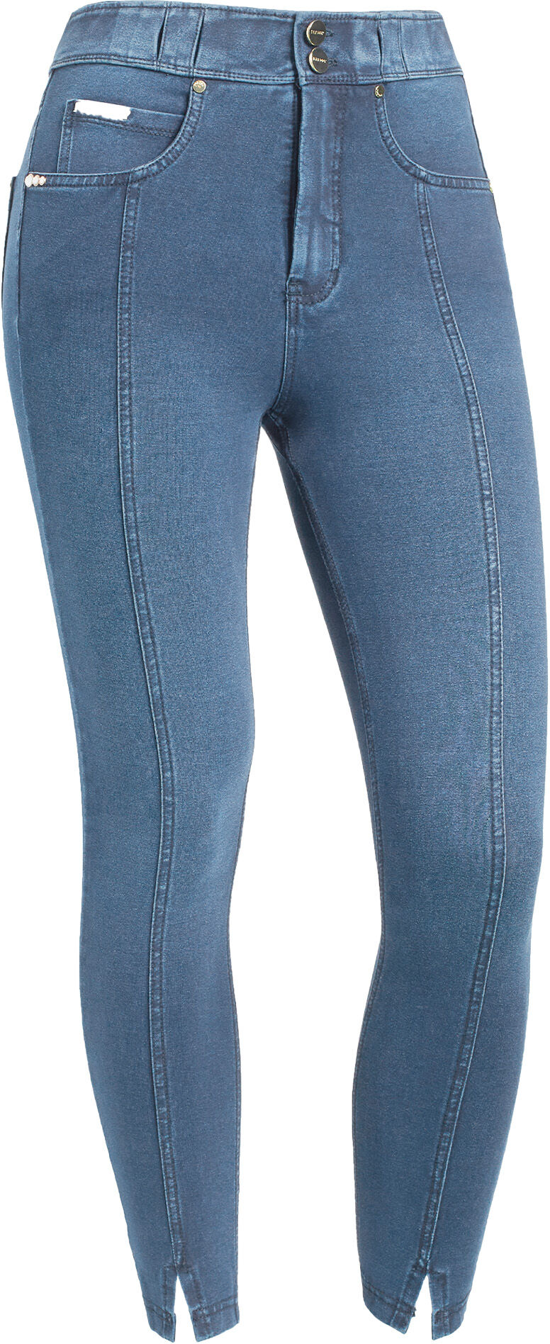 Freddy Pantaloni N.O.W.® jersey denim vita alta e spacchi sul fondo Denim Blu Medio-Blue Seams Donna Extra Large