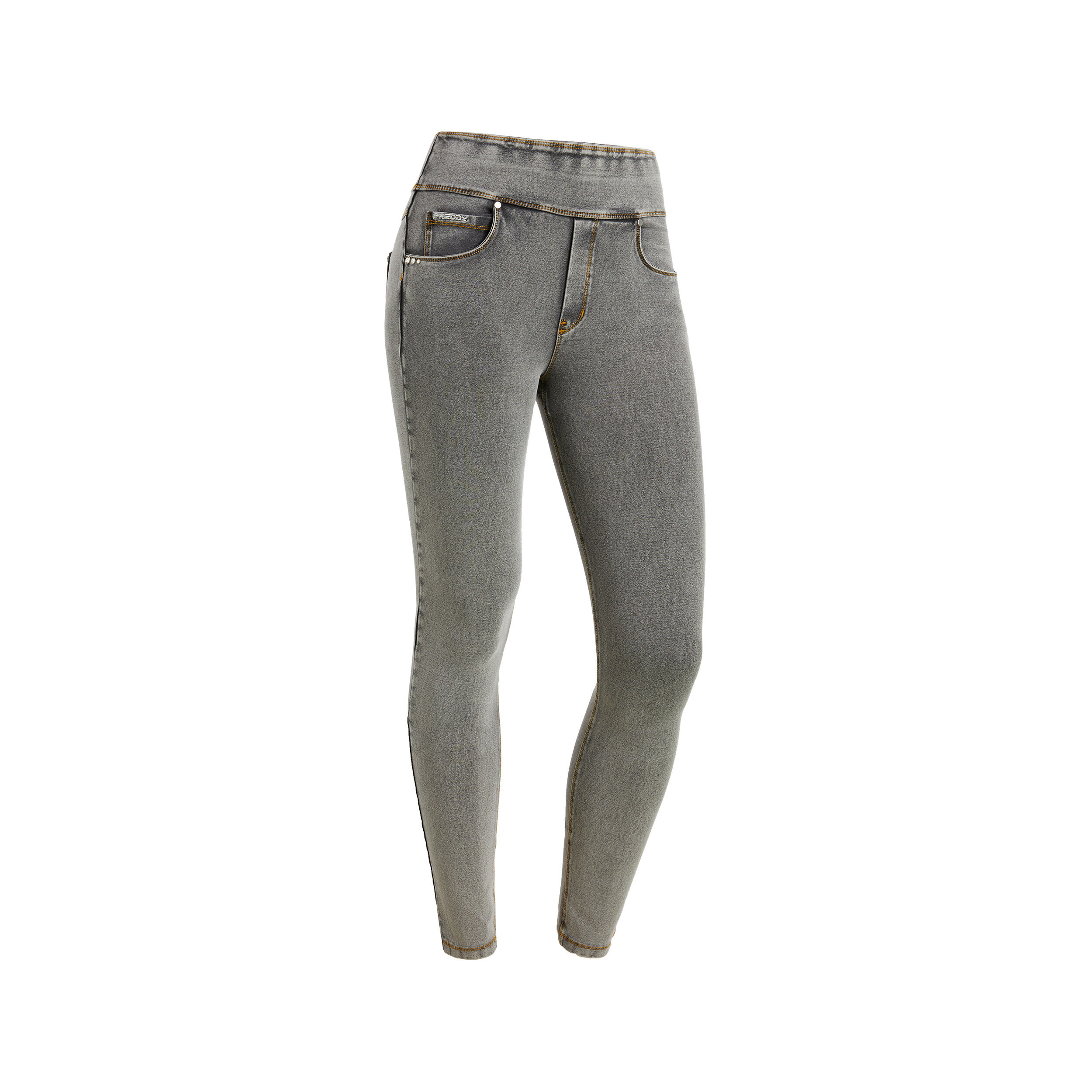 Freddy Pantaloni N.O.W.® skinny vita risvoltabile in jersey denim Gray Jeans-Yellow Seams Donna Extra Large